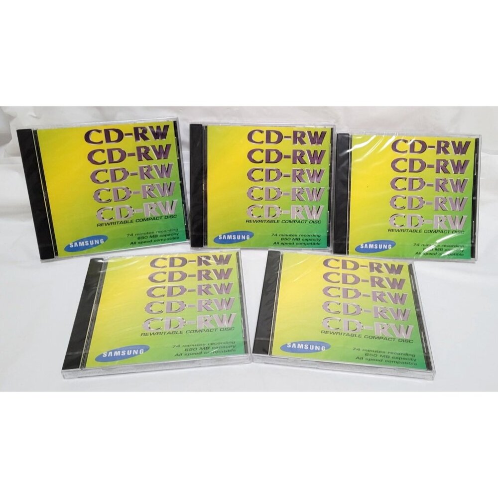 Samsung Blank CD-RW Rewritable Compact Disc 650MB 74 Min Recording - Lot of 5